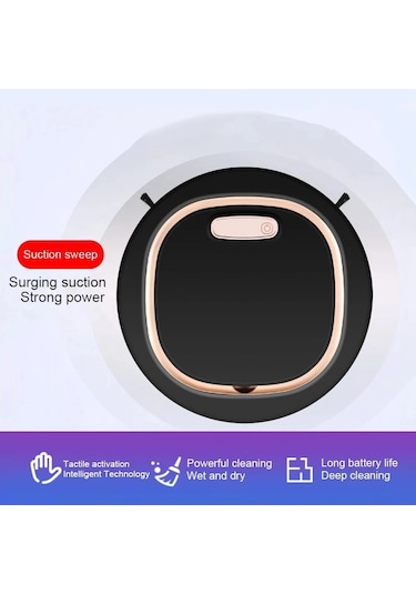 Yeni Süper Sessiz Kablosuz Elektrikli Süpürge Robotu 3 In 1 Süpürme Mop Ev Blue Mavi