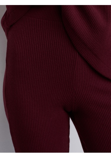 Dilvin 71910 Yüksek Bel Örme Pantolon-bordo Bordo