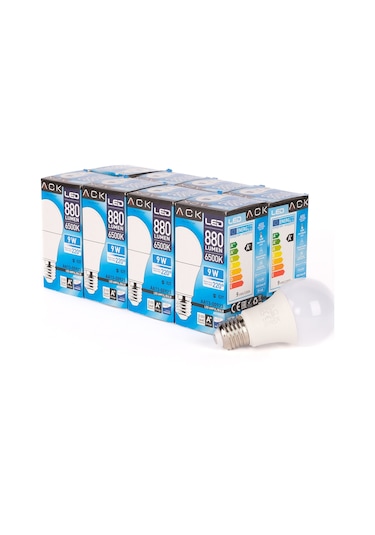 Ack 9w Led Ampul 6500k Beyaz Işık E27 8'li Eko Paket
