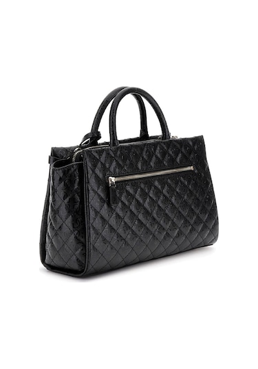 Kadın Kilit Aksesuarlı Kapitone Monogram Desenli El Çantası - Siyah Siyah