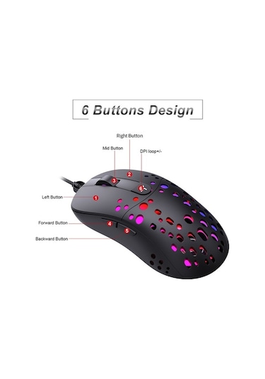 Novahub Profesyonel Rgb Oyun Faresi Hxsj A904 - 6 Dpı, 20 Milyon Tıklama Ömrü, Optik Sensör Optik