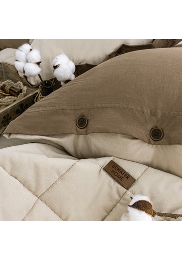 Schafer Home Soft Yatak Örtüsü Nevresim Seti 5 Parça-bej Bej