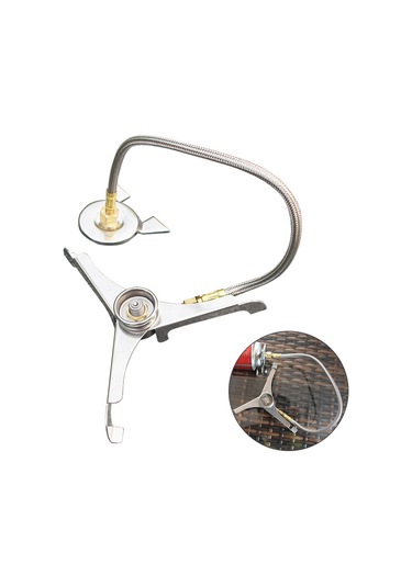 Lemestar Kampanya Harici Ocak Gaz Tankı Bağlantı Aleti - Üçgen Dönüştürücü, Genel Kullanım Bölümlü Ocak Gaz Konvertörü Alüminyum Alaşımlı, Dayanıklı, Taşınabilir Gümüş