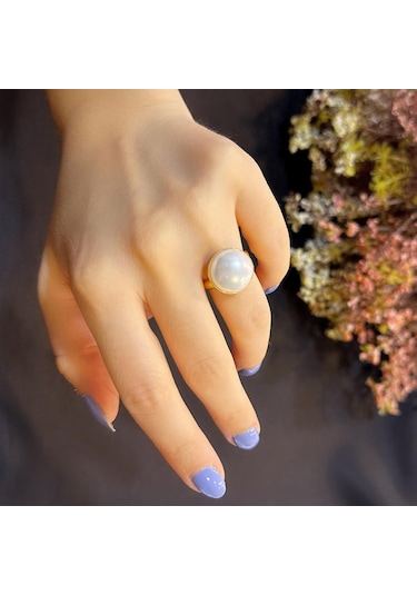 Stela Desgın İnci Gümüş Yüzük Sarı