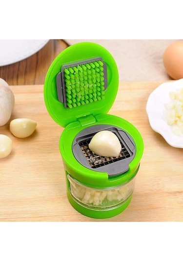 2 Farklı Bıçaklı Hazneli Kapaklı Pratik Sarımsak Soğan Rendesi Lisinya