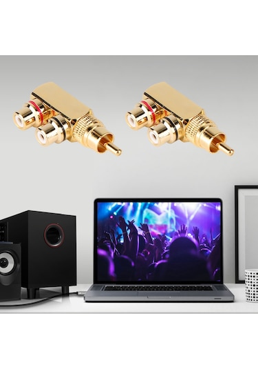 Vkemall 2 Adet Saf Bakır 24k Altın Kaplı Rca Audio Video Çevirici, 4n Oksijensiz Bakır İletken, Sinyal Kalitesi Ve Dayanıklılık İçin Uygun
