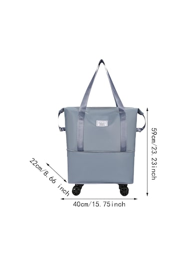 Homyl Katlanabilir Seyahat Çantası Tekerlekli Genişletilebilir El Mavi Tek Genişlet