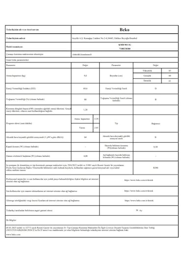 Beko KMB 901 IG 9 KG Kurutma Makinesi