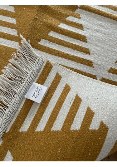 Hardal Geometrik Desenli Modern Kilim - Makinada Yıkanabilir Renkli