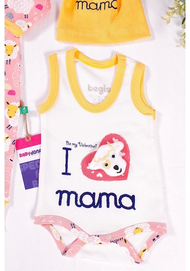 Kuzu Figürlü Şapkalı 3'lü Bebek Takımı Sarı