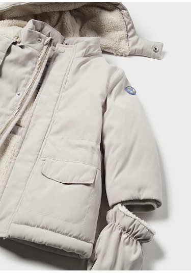 Mayoral Kışlık Erkek Bebek Parka Mont Eldivenli - Krem Krem