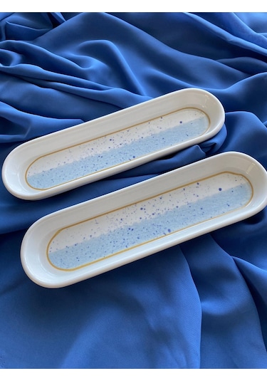 Gelincik Model 2 Adet Zeytinlik Sunum Tabağı Mavi