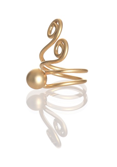 Labalaba Kadın Mat Altın Kaplama Tel Sarma Spiral Tasarım Yüzük Altın