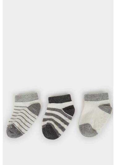 DeFacto Erkek Bebek Kaydırmaz Taban 3'lü Pamuklu Patik Çorap E5020A5NSKR1