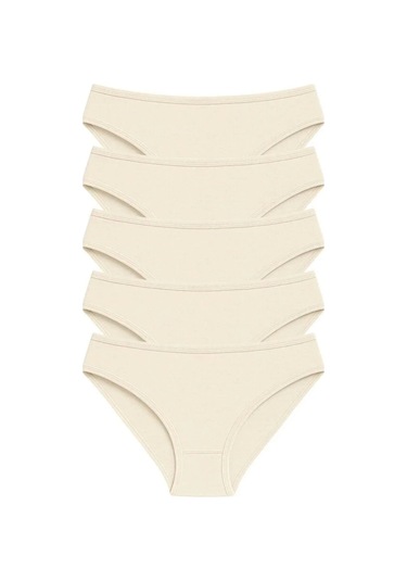 Pamuklu Basic Kadın Bikini Külot 5'li Paket Beyaz