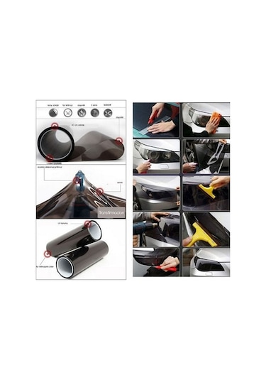 Far Stop Filmi Far Folyosu Koyu Parlak Siyah Far Çizik Çizilme Engelleyici Folyo 100cm X 30cm