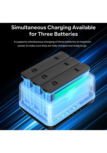 Amagisn Ad12 Panoramik Kamera Pil Şarj Cihazı 3 Yuvalı Siyah