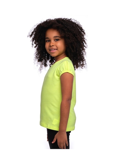 Lovetti Neon Sarı Kız Çocuk Kısa Kollu Basıc Tişört 31001S019 Sarı