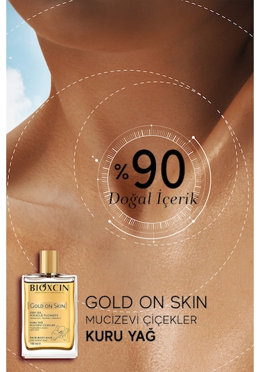 Gold On Skin Kuru Yağ 100 ml Sprey Doğal, Cilt & Saç İçin Besleyici, Nemlendirici Yağ, Monoi Kokulu