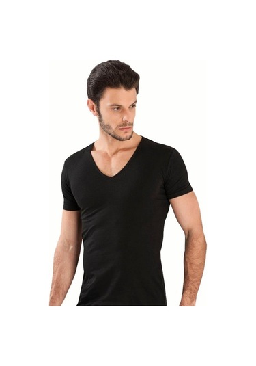 6 Lı Paket Hmd Likralı Erkek V Yaka Kısakol Atlet Fanila Beyaz 712 001