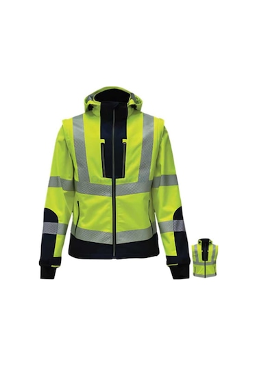 Vızwell Vwjk521 Yüksek Görünümlü Rıpstop Softshell Kollar Çıkmalı Mont Sarı