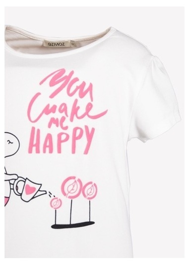 Etek Ucu Fırfırlı Kız Çocuk Tunik -Tshirt Beyaz