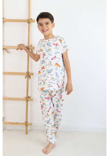 Harika Kids Erkek Çocuk Baskılı Pamuklu Penye Kumaş Pijama Takımı 001