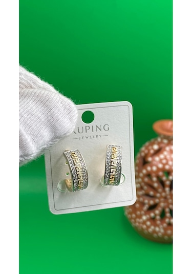 Xuping Halka Zirkon Taşlı Rose Gold Kadın Küpe Altın