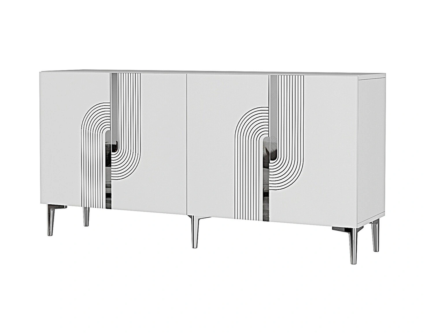 Ka1516bs Meyra Konsol, Kahve Köşesi, Tv Sehpası Beyaz-sılver 150cm Beyaz