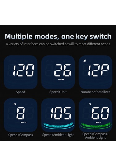 Teltree G4 Siyah Araç Gps Yukarıdaki Görüntüleyici - Hız/ilerleme Yönü/gps Uydu Sayısı Gösterimi, Hız Ve Yorgunluk Alarmı, Km/mil Dönüştürücü