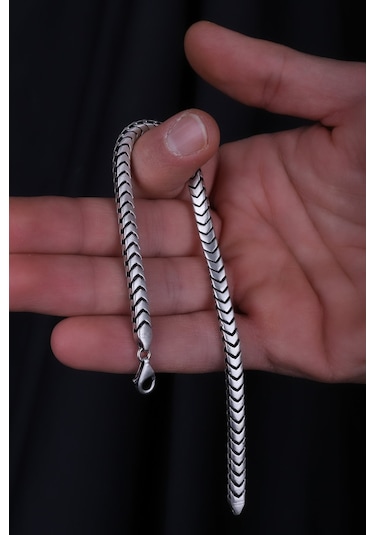 Encili Silver 925 Ayar Gümüş Özel Tasarım Esnek Model Erkek Bileklik Gümüş