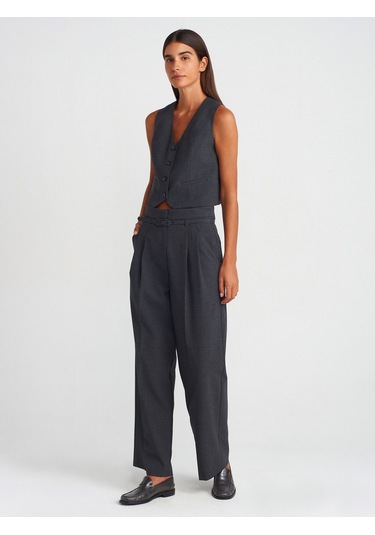 Dilvin 60562 Kısa Özel Dikim Yelek Koyu Gri