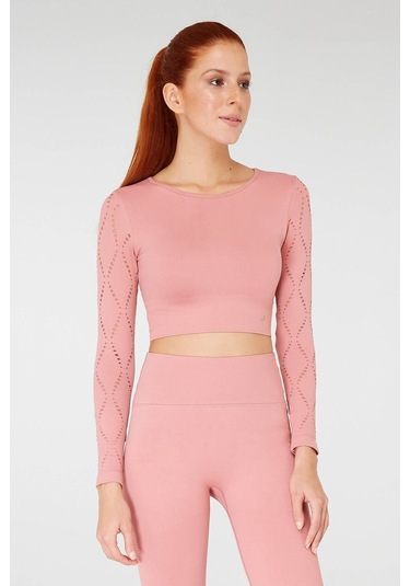 Jerf Naples Uzun Kol Crop Top Econyl Pembe