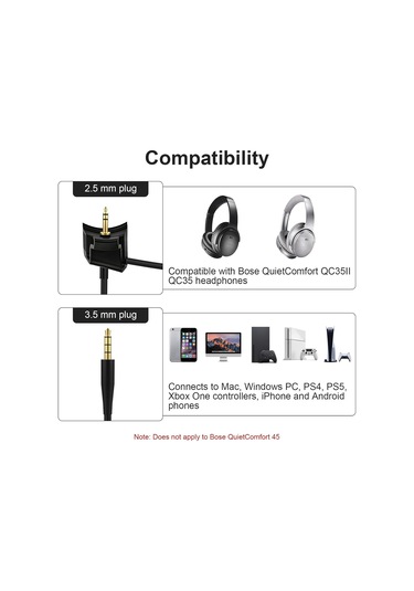 Folinda Bose Qc35 Kulaklıkları İçin Sessiz Boyunlu Mikrofon - Oyun Ve Ses İyileştirme İçin Gürültü Engelleme Ve Uyumlu Ses Kablosu Diğer