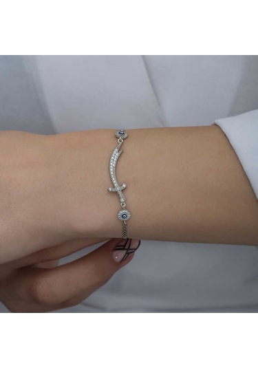 Blackcraft 925 Ayar Gümüş Nazarlı Zülfikar Kılıcı Kadın Bileklik