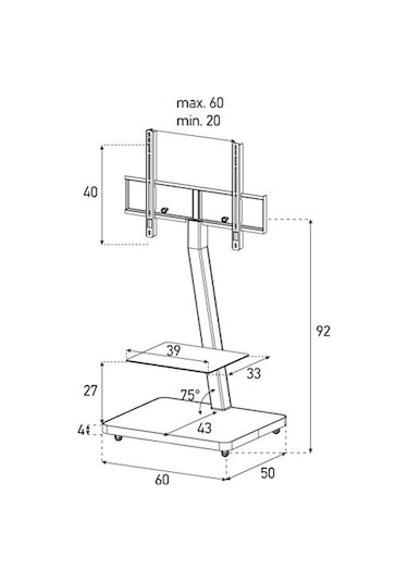 Sonorous Pl 2710 Blk-Hblk-W Tekerlekli 40''- 65'' Tv LED & LCD Televizyon Sunum Sehpası ( Full Siyah )