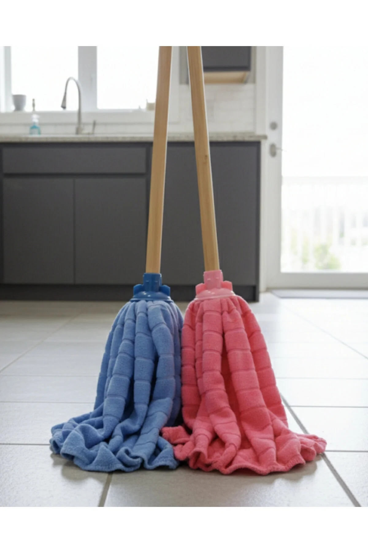 Mikrofiber Kare Temizlik Mop 55 75 Cm 1 Adet Yeşil - Pembe - Mavi