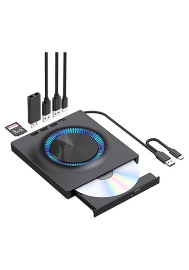 Harici Dvd-rw Cd/dvd Sürücü Sd Kart Girişli, Slim Taşınabilir