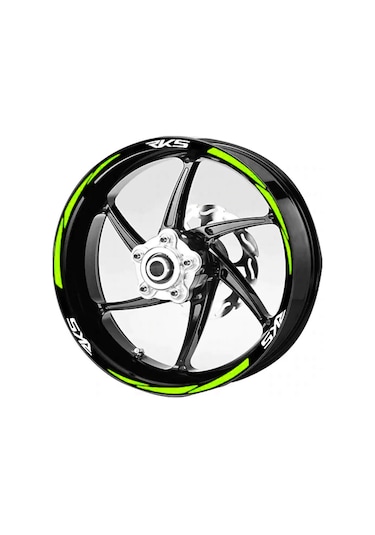 Yeni Özel Motosiklet Jant Şeridi Rks Yazılı Fıstık Yeşili Reflektifli Fosforlu Sağ-sol/ön-arka