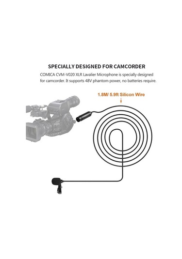 Comıca Cvm-v02o Xlr Lav Mikrofon - 48v Phantom Güç Destekli, Yönlendirilebilir, Kamera Ve Kayıt İçin Profesyonel Ses Kalitesi