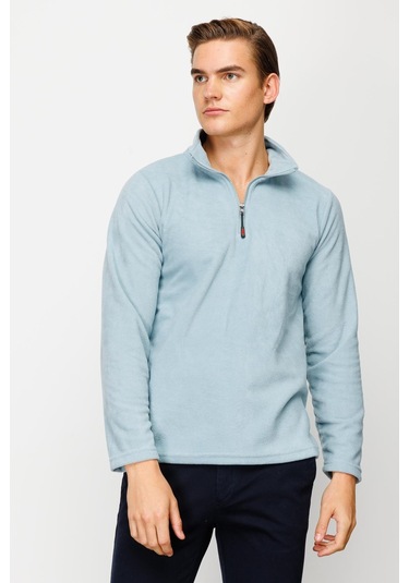 İgs Erkek Mavi Standart Yarım Fermuar Polar Mavi