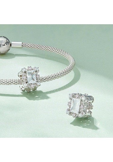 Bsc739 S925 Ayar Gümüş Kaplama Beyaz Altın Zirkonya Çiçek Bilezik Boncuk Çok Renkli