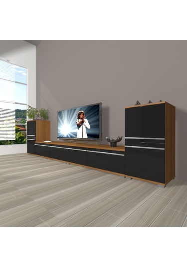 Decoraktiv Eko 9220t Mdf Tv Ünitesi Tv Sehpası Ceviz - Siyah
