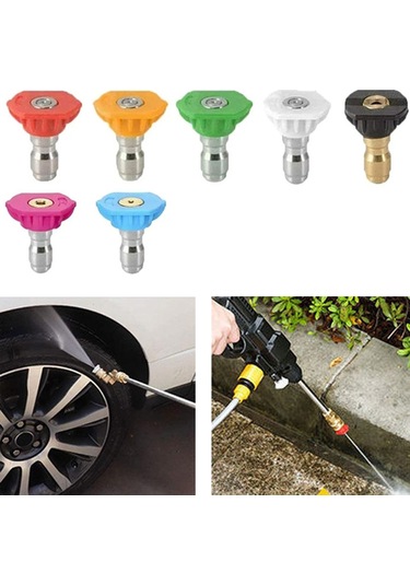 Mufunye Yüksek Basınçlı Su Pompası Mavi Bakır Kasa Rotatif Turbo Fönü - Seramik Çekirdekli + 5 Renkli Uç 1/4" Bağlantı