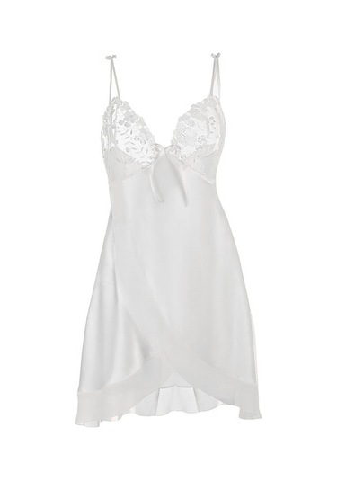 NBB Kadın Ekru Fantezi Saten Gecelik Sabahlık Takım