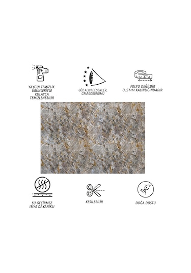 Tink Kendinden Yapışkanlı Yeşim Taşı Desenli Pvc Panel 41x62 Cm