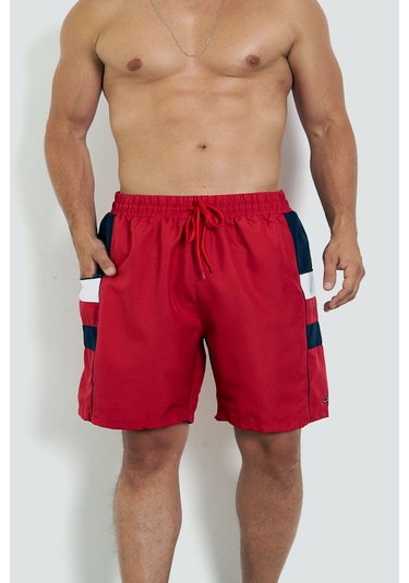 Enrico Ferry Erkek Kırmızı Cepli Büyük Beden Deniz Şortu Edy2517b Kırmızı