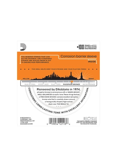 D'Addario EJ15 Phosphor Bronze, Extra Light Takım Tel Akustik Gitar Teli 010-047