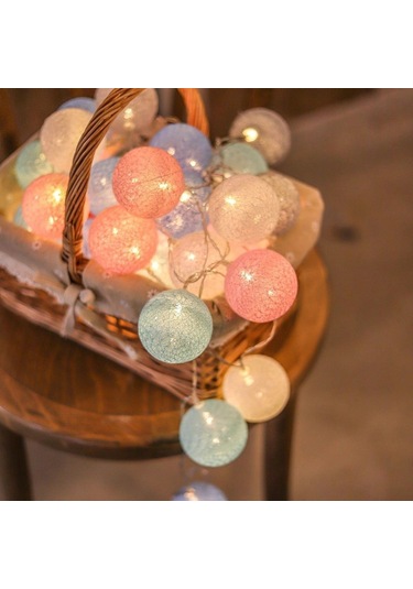 Reedark Girly Pembe Pamuk Topu Led Işıklı Zincir, 1.5m 10 Işık Pilli, Odalar Odalar Dekorasyonu, Noel Doğum Günü Festivalleri Için 3cm Soft Işık Pembe