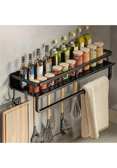 Duvar Rafı Mutfak Banyo Çok Fonksiyonlu Depolama Raf Mutfak Gri